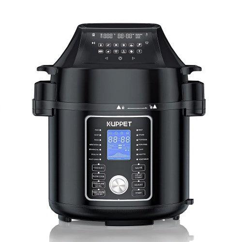 KUPPET 2 in 1 Electric Pressure Cooker with Air Fryer Lid, 17 Preset Cooking Functions, 6 Quart, Stainless Steel Slow Cooker, Rice Cooker, Steamer, Saute, Yogurt Maker - Toytexx KUPPET 2 in 1 Electric Pressure Cooker with Air Fryer Lid, 17 Preset Cooking Functions, 6 Quart, Stainless Steel Slow Cooker, Rice Cooker, Steamer, Saute, Yogurt Maker - Toytexx